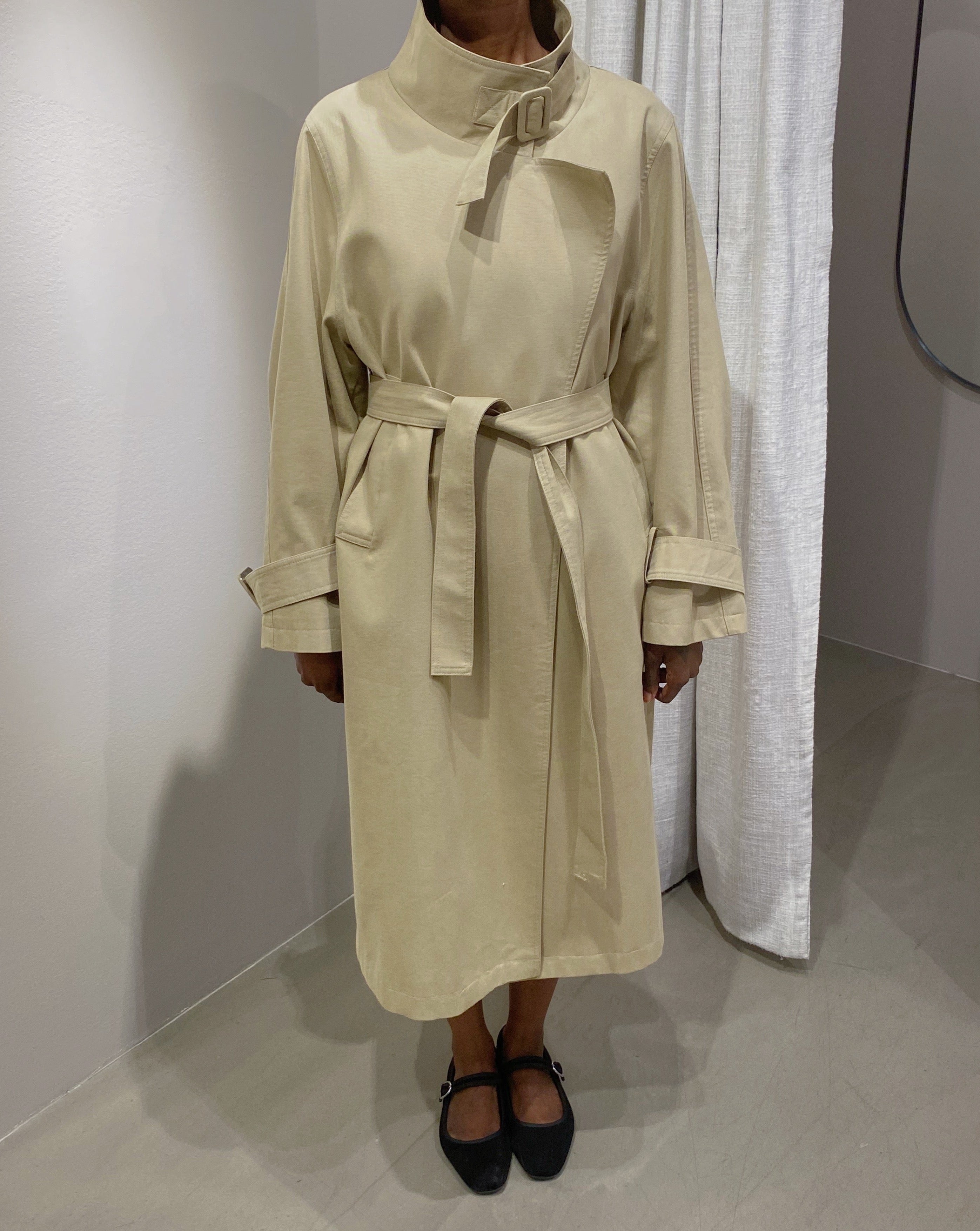 Cotton long trench